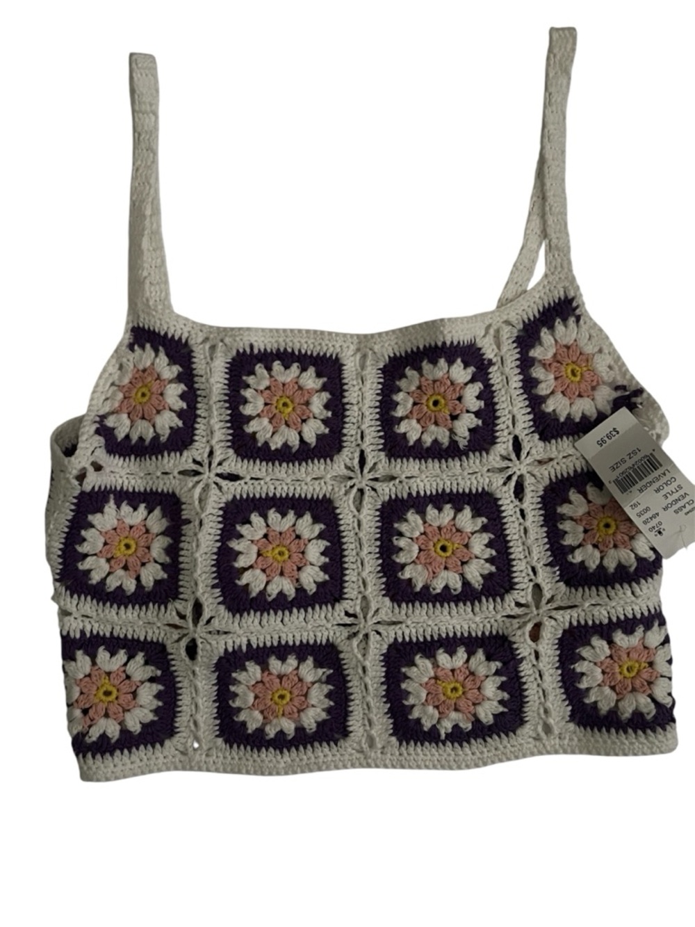 PACSUN White Crochet Floral Square-Panel Cami Crop Top NWT